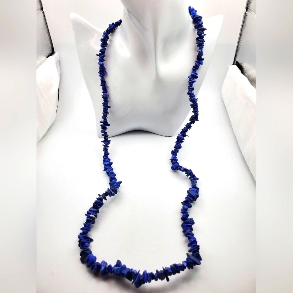 Raw sapphire chunk necklace N2340 royal blue